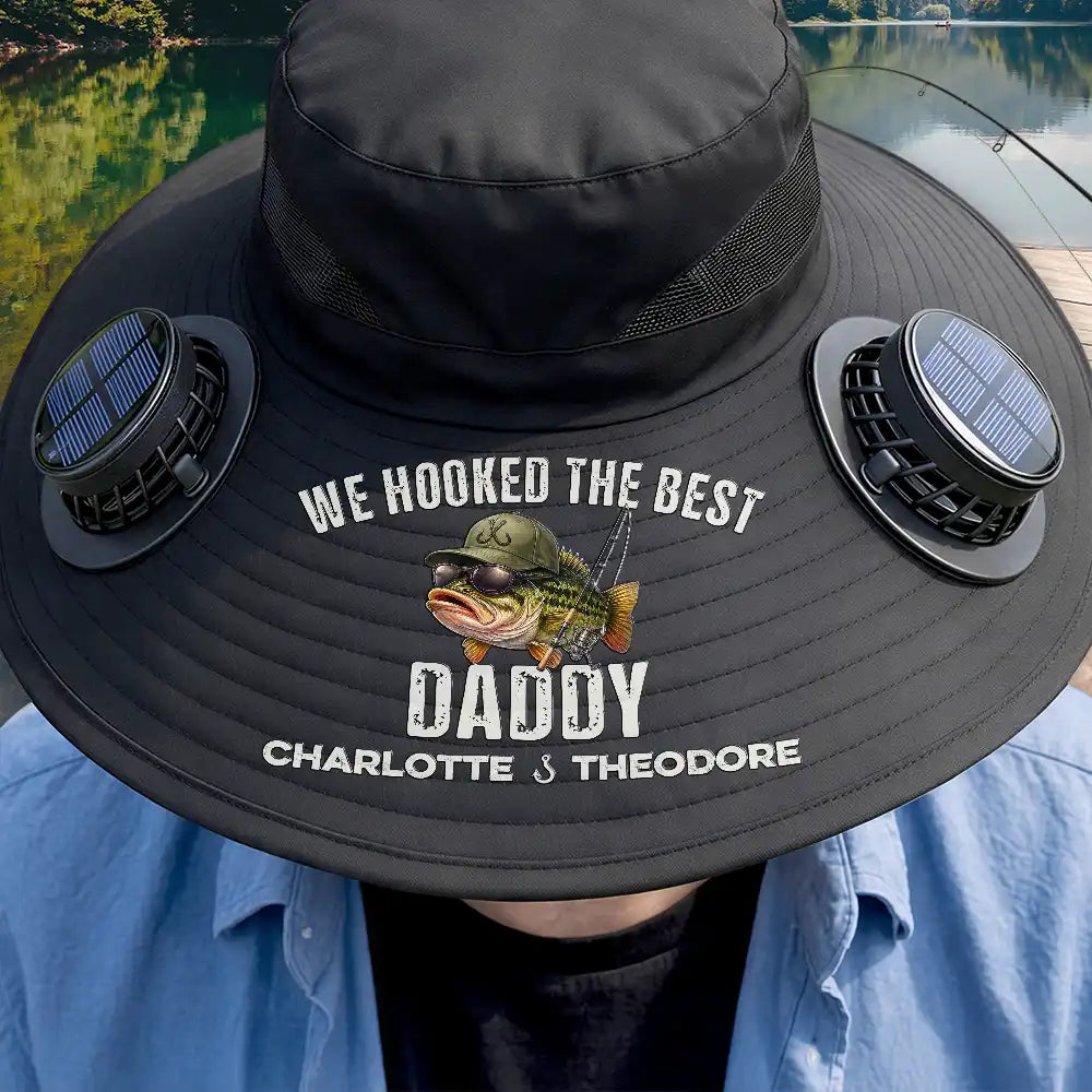 We Hooked The Best Dad Grandpa - Personalized Solar Fan Hat