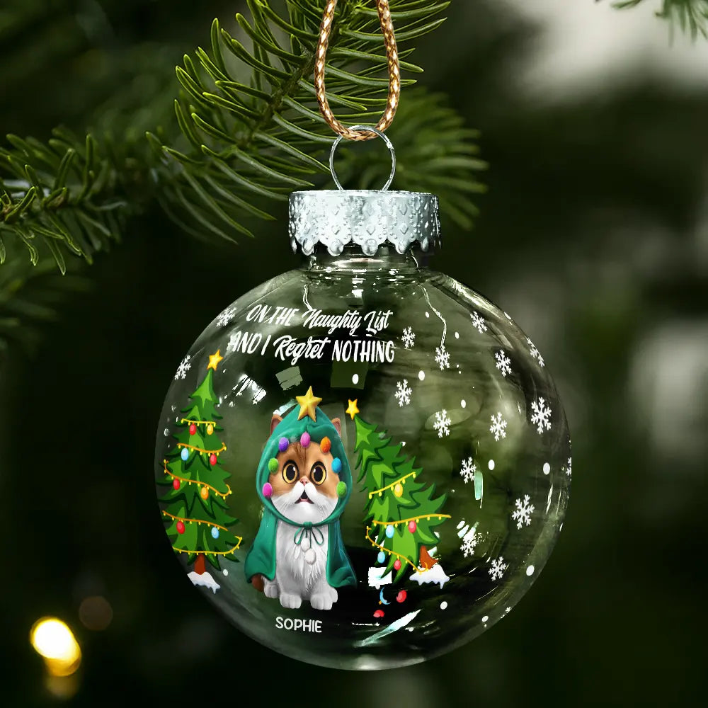 Cat Lovers, Funny - We Regret Nothing On The Naughty List - Personalized Ball Ornament