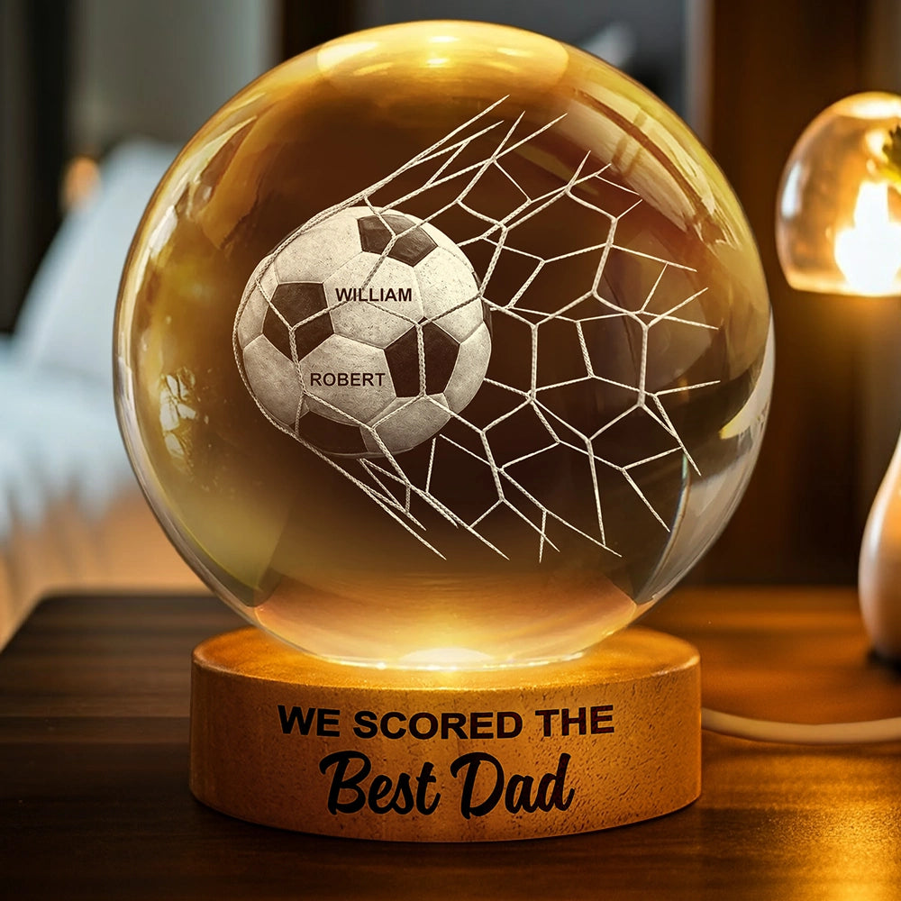 We Scored The Best Dad Papa Soccer Football - Personalized Crystal Globe Lamp