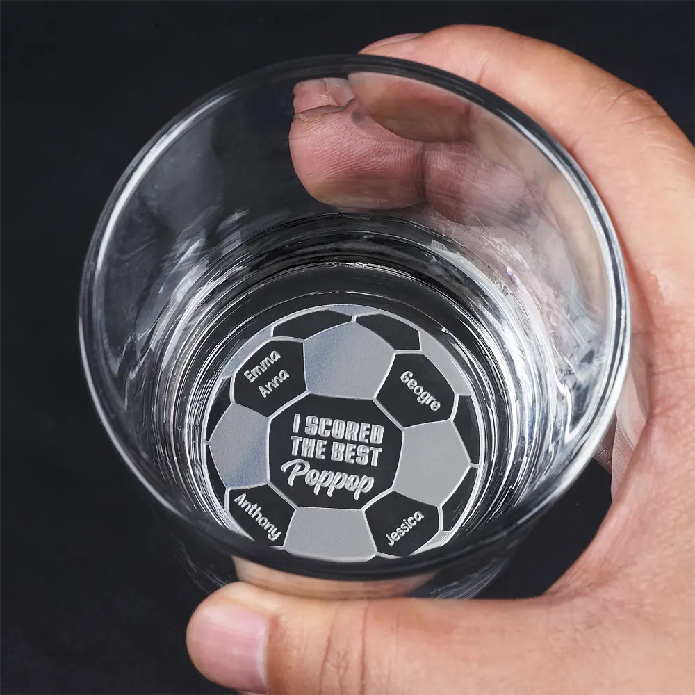 Sport Dad,Gift For Father,Football (Soccer),Happy,Custom Text - We Scored The Best Dad Papa Soccer Football - Personalized Engraved Whiskey Glass