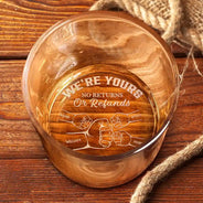 Dad,Children,Gift For Father - Custom Photo We're Yours No Returns Or Refunds Hand Punch - Personalized Engraved Whiskey Glass