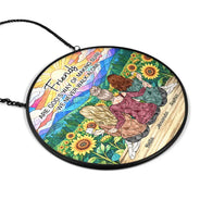 Afro Besties, Christmas, Gift For Bestie, Old Besties, Sentimental, Vector - Bestie Keepsake Just Because Gift - Personalized We Never Walk Alone Stained Glass Window Hanging Suncatcher