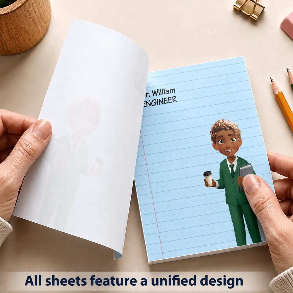Officer,Proud,Vector - Gift For Coworker, Boss, Teacher - Personalized Custom Character With Name Notepad