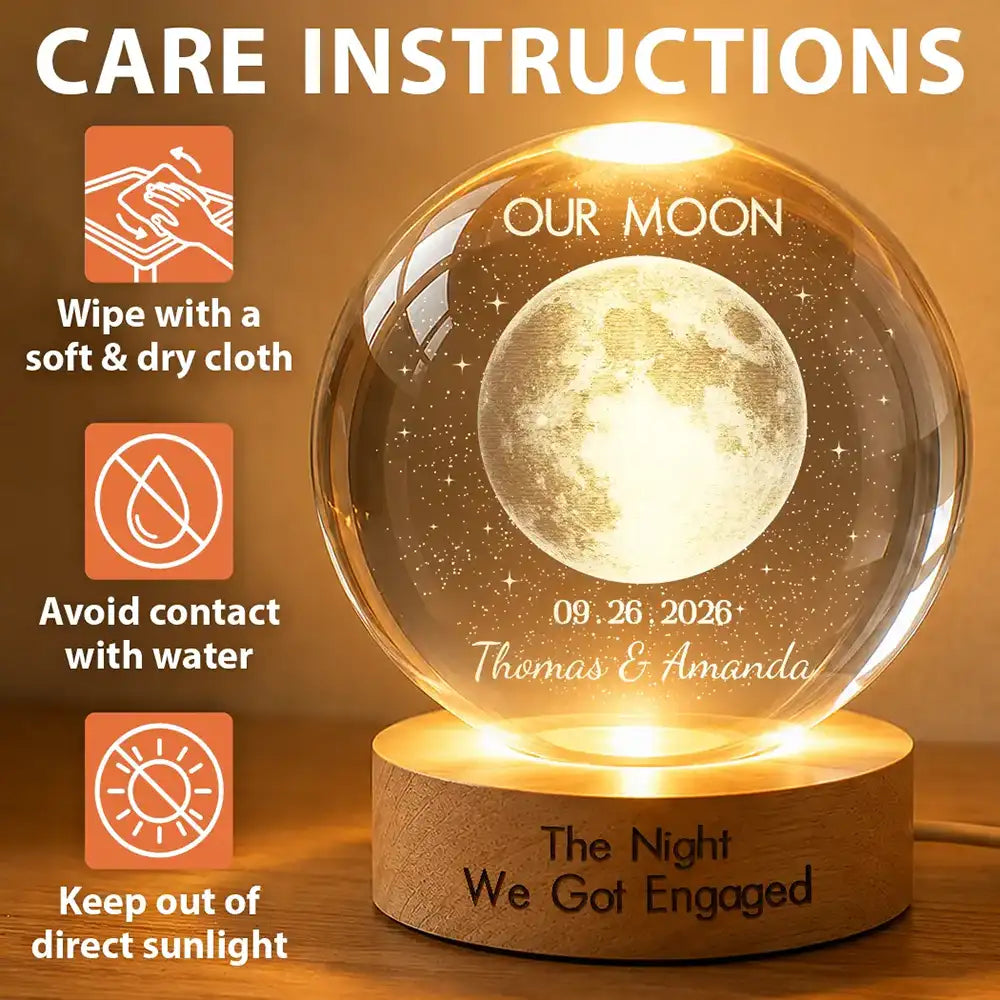 Anniversary,Christmas,Married Couple,Romantic,Gift For Couples,Moon Phase - Moon Phase The Night We Get Married Couple Anniversary - Personalized Crystal Globe Lamp