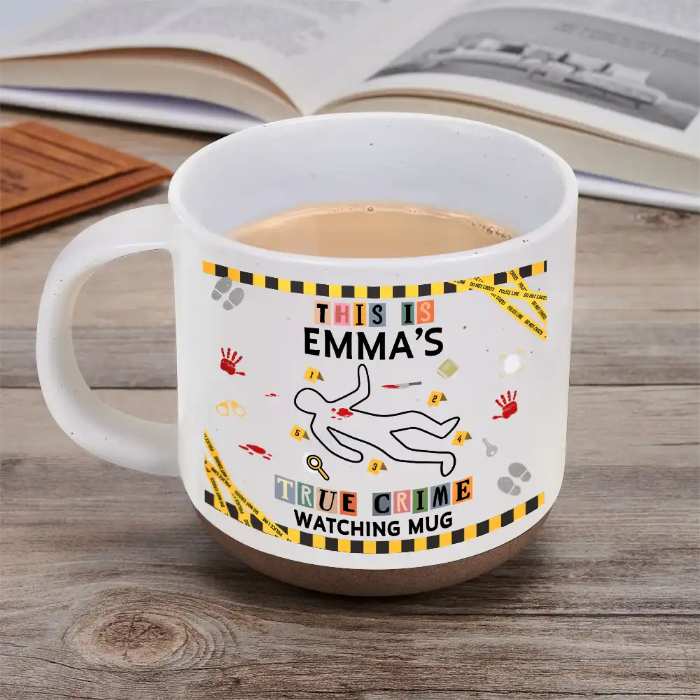 Christmas,Custom Text,Gift For Couples,Gift For Wife,Gifts For Her,Happy - Gift For True Crime Lovers - Personalized Binge Watching Pottery Mug