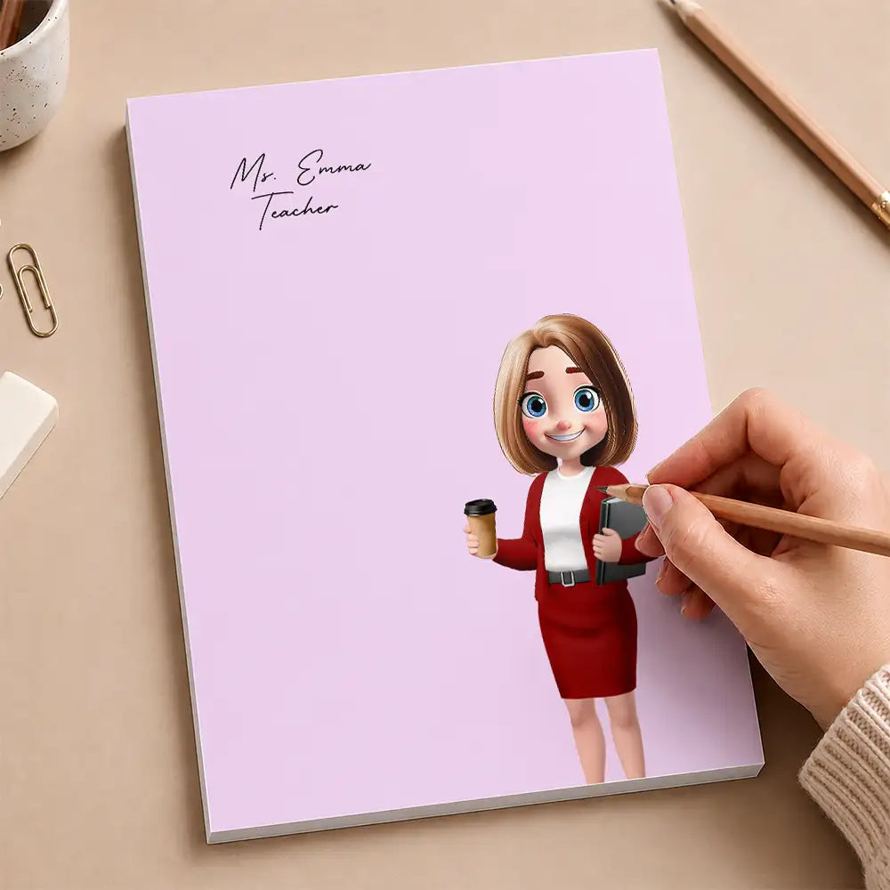 Officer,Proud,Vector - Gift For Coworker, Boss, Teacher - Personalized Custom Character With Name Notepad