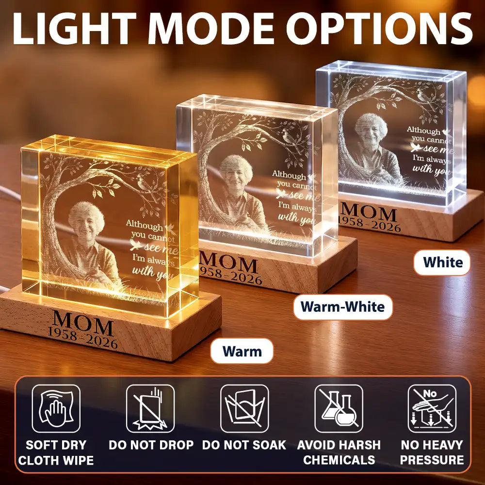 Cozy,Custom Photo,Family,Indoor Decor,Memorial,Memorial Loved One,Remove BG Photo - Sympathy Christmas Gift For Loss Of Dad - Personalized Custom Photo When You Miss Me Have No Fear Crystal Cube Lamp