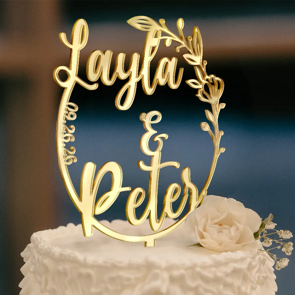Romantic, Gift For Couples, Wedding, Custom Text - Wedding Couple Initials - Personalized Cake Topper