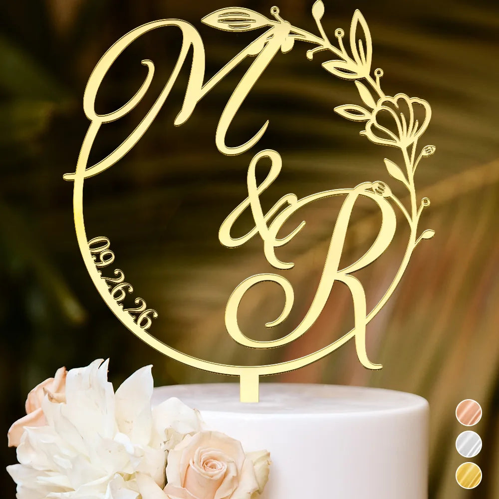 Wedding Couple Initials - Personalized Cake Topper