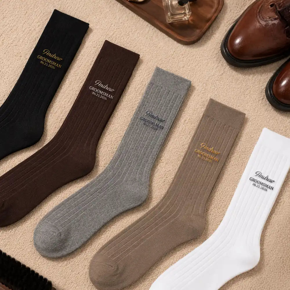 Gift For Men, Gift For Yourself, Wedding, Confident, Custom Text - Wedding Groom Best Man Groomsman - Personalized Embroidered Socks