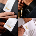 Gift For Men,Romantic,Gift For Yourself,Wedding,Custom Text - Wedding Men Groomsman Simple Name - Personalized Cufflinks