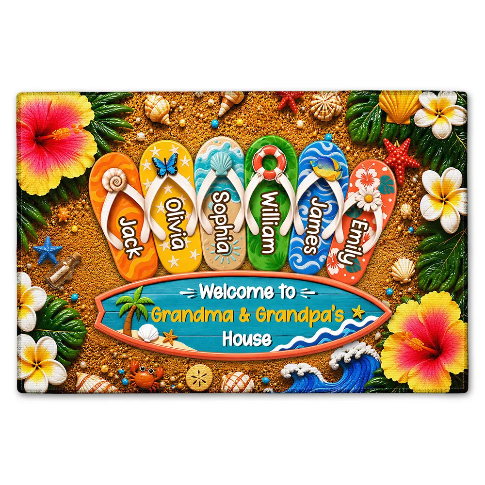 Top Market,Adorable,Grandparents,Summer,Icon - Welcome To Grandma Grandpa House - Personalized Doormat