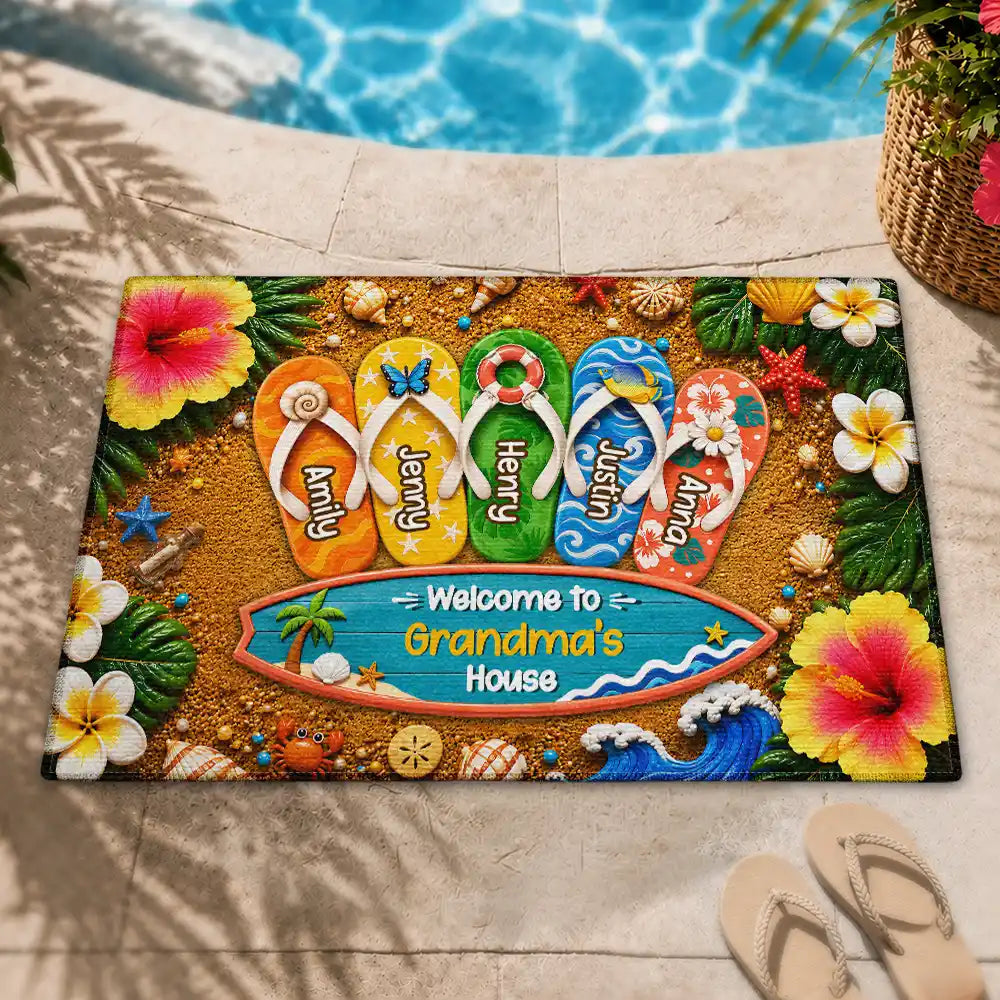 Welcome To Grandma Grandpa House - Personalized Doormat