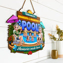 Poolside, Outdoor Decor, Summer, Grandparents, Top Market, Playful, Vector - Welcome To Grandma Grandpa Pool Summer - Personalized Custom Shaped Wood Sign