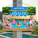 Poolside,Outdoor Decor,Summer,Grandparents,Top Market,Adorable,Vector - Welcome To Grandparents Pool Summer - Personalized Classic Metal Signs