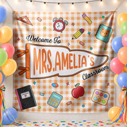 Back To School, Teacher, Inspirational, Warp Text - Welcome To My Classroom - Personalized Backdrop