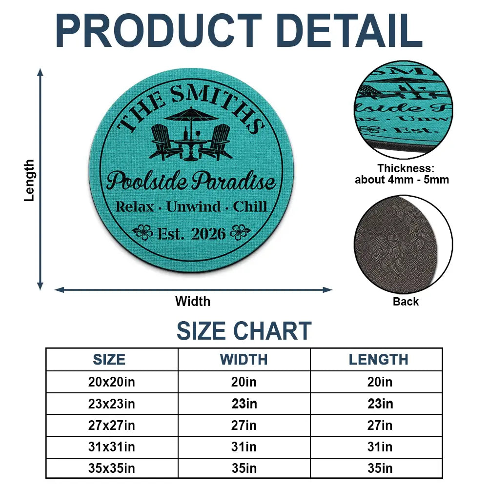 Poolside,Outdoor Decor,Summer,Top Market,Family,Cozy,Custom Text - Welcome To Our Poolside Paradise - Personalized Custom Shaped Doormat