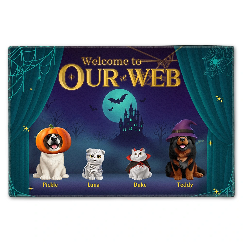 Halloween,Pet Lovers,Pet Mom,Pet Dad - Welcome To Our Web - Personalized Doormat