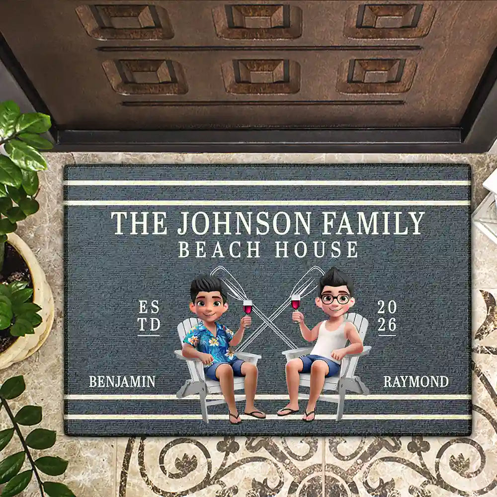 Happy,Gift For Couples,Gift For Husband,Gift For Wife,Gift For Boyfriend,Lake,Beach - Welcome To The Lake Beach House - Personalized Doormat
