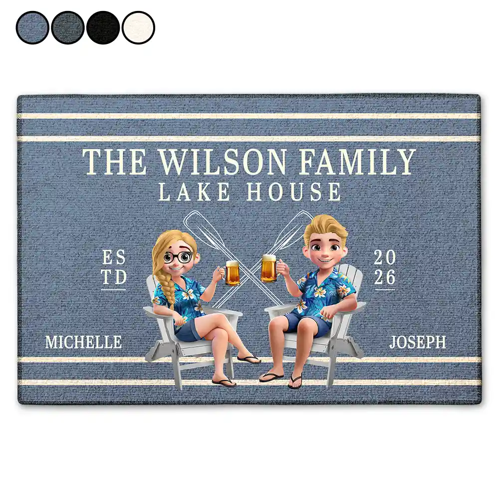 Happy,Gift For Couples,Gift For Husband,Gift For Wife,Gift For Boyfriend,Lake,Beach - Welcome To The Lake Beach House - Personalized Doormat