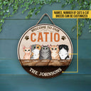 Welcome To Our Catio, Catio Decor, Cat Enclosure Decor, Cat Lover Gift, Custom Wood Circle Sign