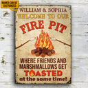 Where Friends Marshmallows Get Toasted Firepit Funny Custom Classic Metal Signs, Funy Camping Sign