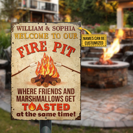 Where Friends Marshmallows Get Toasted Firepit Funny Custom Classic Metal Signs, Funy Camping Sign