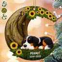 Christmas,Dog Lovers,Memorial,Non-Eng - Where Memories Bloom Beneath The Crescent Tree - Personalized Custom Shaped Wooden Ornament