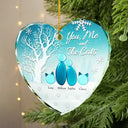 Pet Lovers, Pet Couple, Dog Lovers, Dog Couple, Cat Lovers, Cat Couple, Christmas, Love - Winter You Me And The Dog Cat - Personalized Heart Shaped Glass Ornament