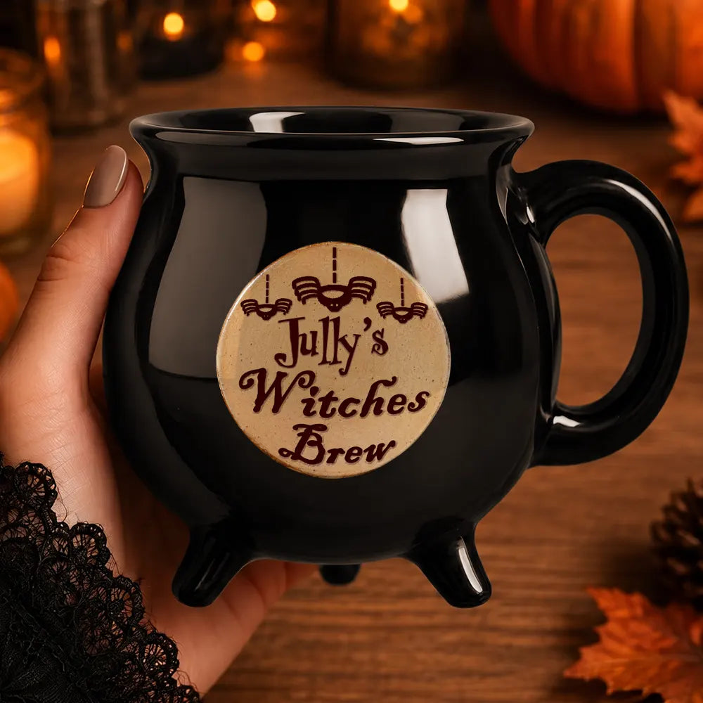 Playful,Halloween,Gift For Yourself,Icon - Witches Brew Halloween Style - Personalized Cauldron Mug