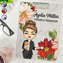 Gift For Yourself,Gift For Women,Gift For Men,Officer,Happy - Woman Man Office Floral - Personalized Acrylic Clipboard