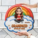 Gift For Grandma, Gift For Grandpa, Grandpa - Grandkids,Grandma - Grandkids, Gift For Women, Gift For Men, Happy - Wood Carved Effect Spoiled Grandkids Live Here - Personalized Custom Shaped Wood Sign