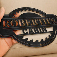 Gift For Men, Gift For Father, Happy, Gift For Grandpa, Dad's Hobby - Woodshop Sign Workshop Cabin Garage - Personalized Cutout Metal Sign