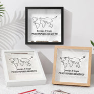 Gift For Husband, Gift For Wife, Gift For Boyfriend, Gift For Girlfriend, Travel, Happy, Gift For Couples - World Map Line Travel Best Memories Are With You - Personalized Ticket Memory Box