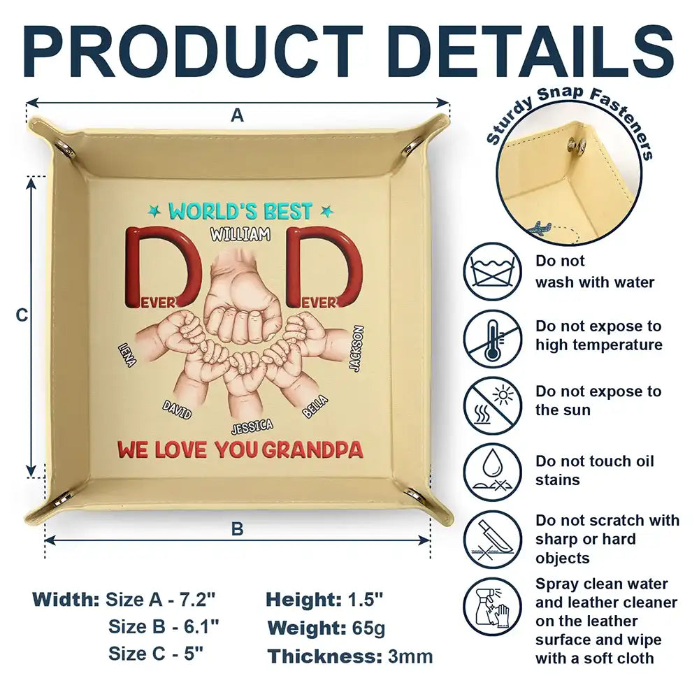 Gift For Father,Gift For Men,Gift For Husband,Happy,Gift For Yourself - World's Best Dad - Personalized Leather Valet Tray