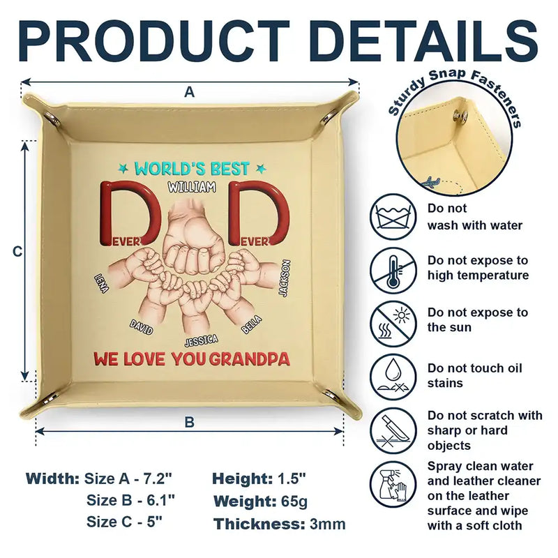 Gift For Father,Gift For Men,Gift For Husband,Happy,Gift For Yourself - World's Best Dad - Personalized Leather Valet Tray