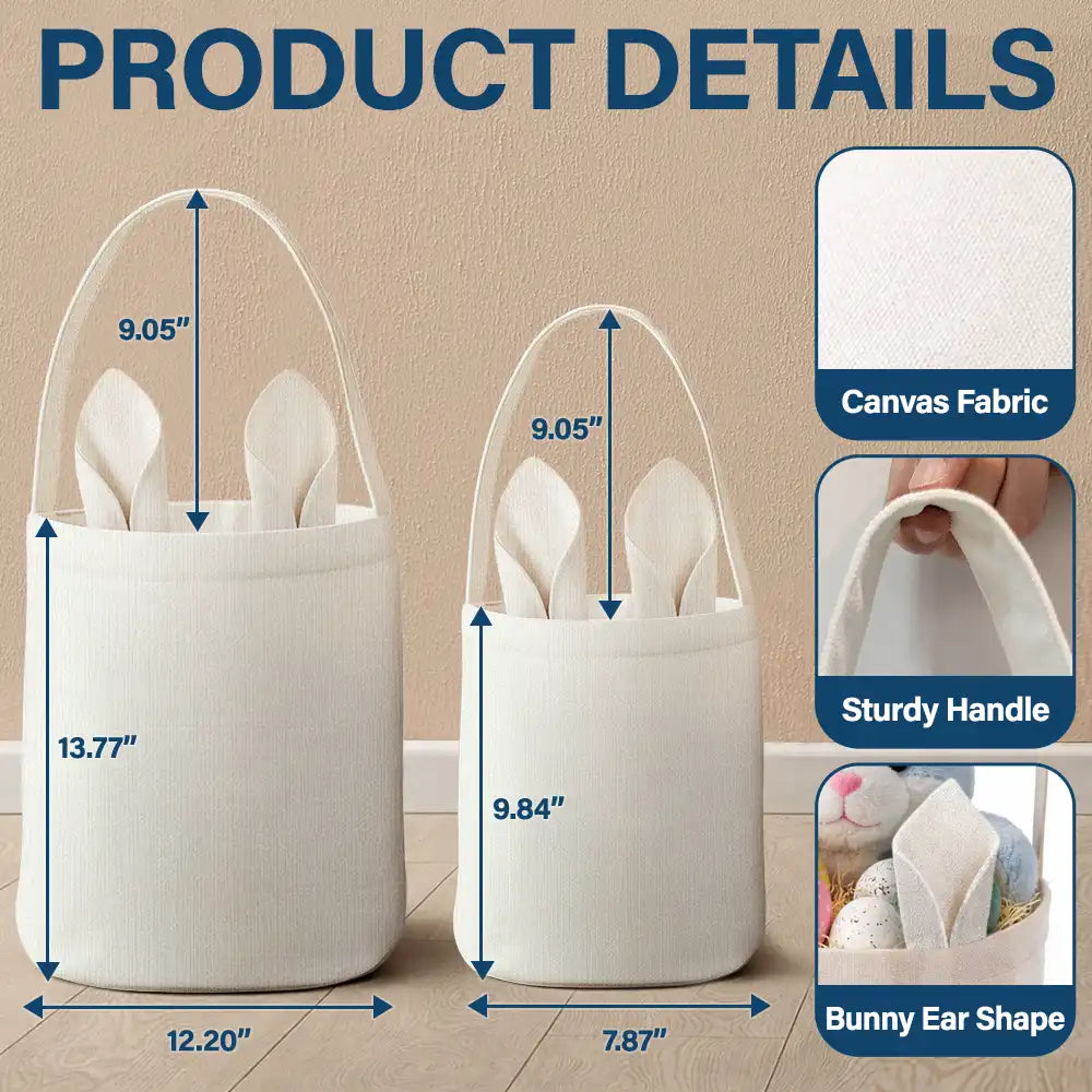 Easter,Gift For Kids,Grandma,Grandkids,Gift For Grandkids,Grandpa,Dad,Children,Mom,Happy - Happy Easter Backside Bunny - Personalized Bunny Ears Bucket Bag
