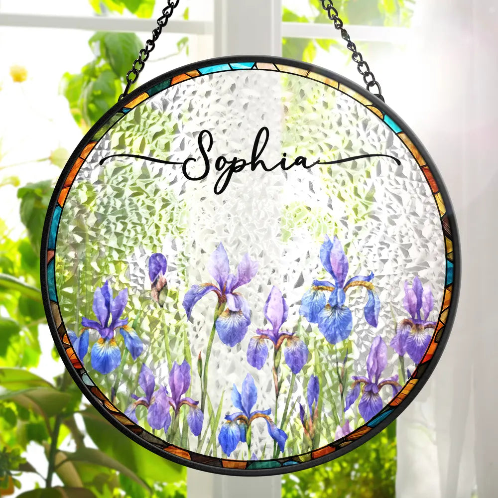Birth Month Flower Watercolor Blooming In Love - Personalized Stained Glass Window Hanging Suncatcher