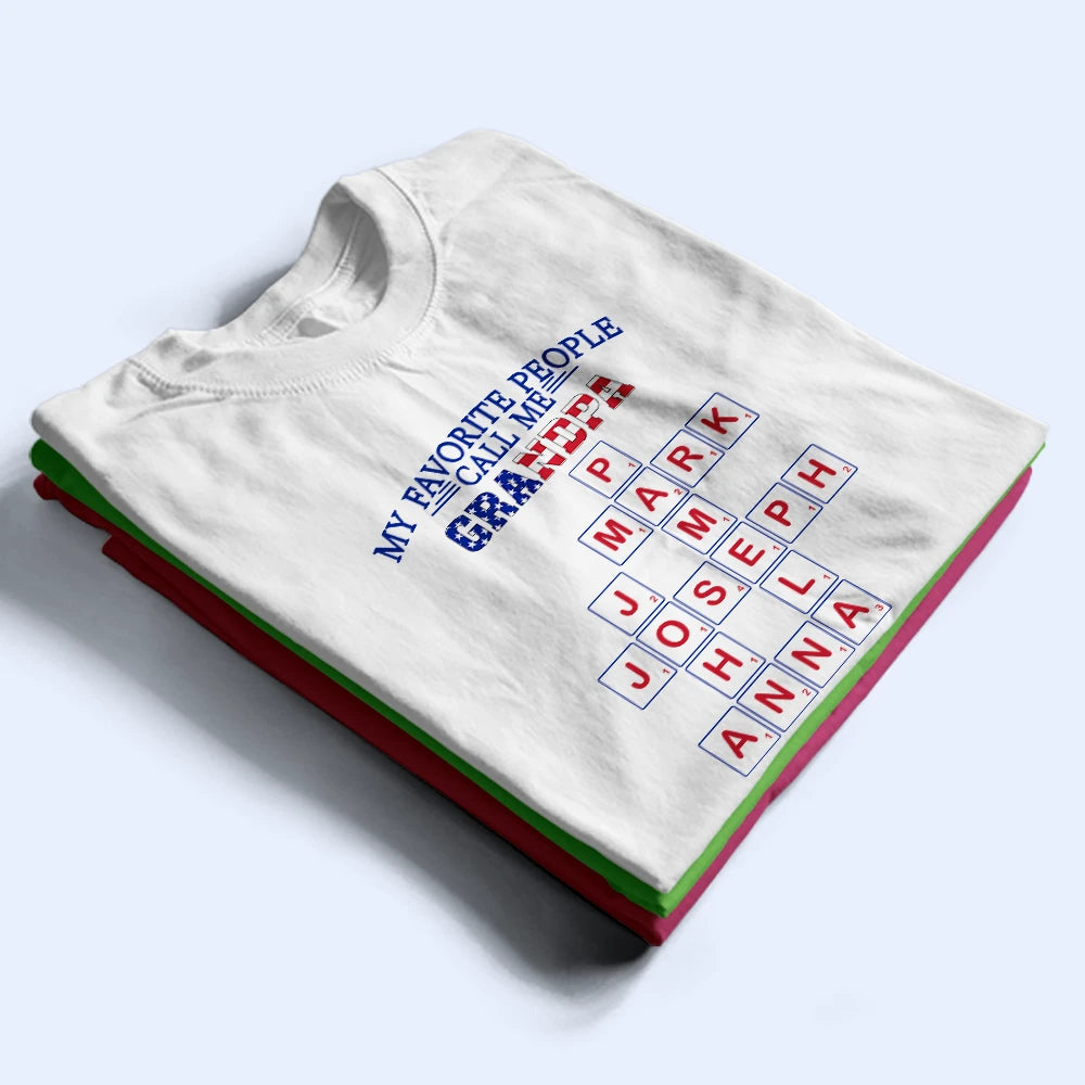 Gift For Father,Gift For Grandpa,Gift For Men,America 250th,Happy,Independence Day - Crossword Stars And Stripes My Favorite People Call Me Papa - Personalized T Shirt