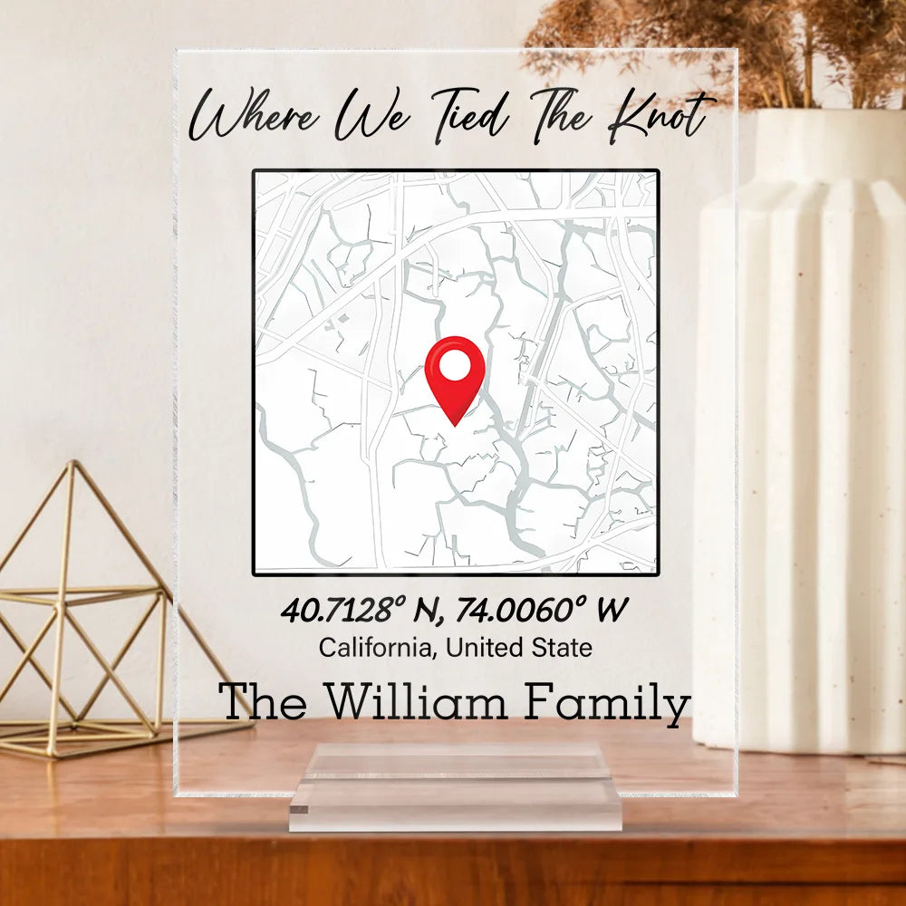 Family,Gift For Father,Gift For Mother,Gift For Son,Gift For Daughter,Love,Gift For Grandma,Gift For Grandpa - Location Map Location Coordinates Our First Home - Personalized Vertical Rectangle Acrylic Plaque