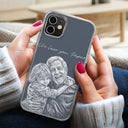 Gift For Father,Gift For Grandpa,Non-Eng,Photo - Pencil Sketch (Bold),Proud - Custom Photo Bold Sketch Best Dad Grandpa Ever Family Portrait - Personalized Clear Phone Case