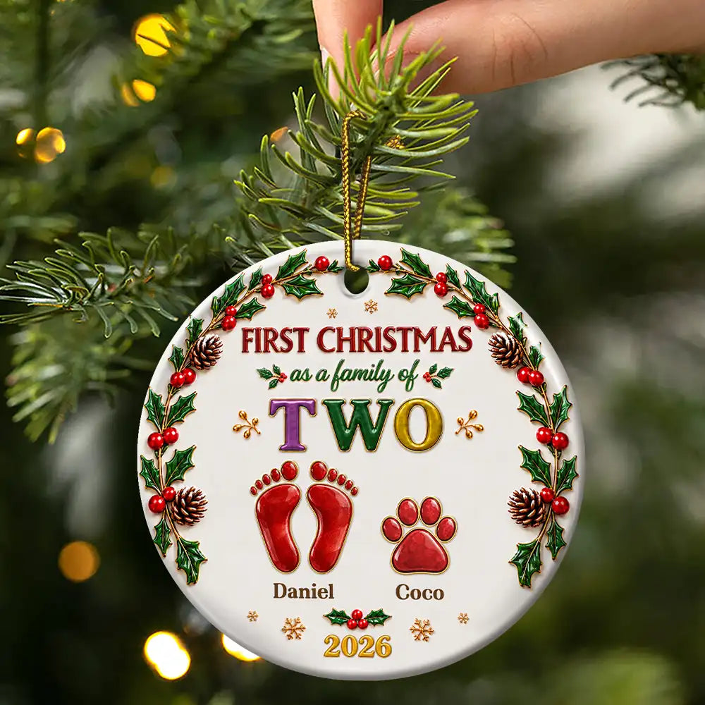Christmas,Family,First Christmas,Icon,Sentimental,Top Market - Christmas Gift For New Parents - Personalized Our First Christmas As A Family Ceramic Ornament