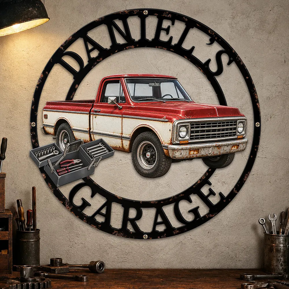 Confident,Custom Photo,Garage,Gift For Men,Gift For Yourself,Gifts For Him,Remove BG Photo,Semi-Outdoor,Top Market - Garage Decor Gift For Husband - Personalized Custom Photo Mechanic Metal Sign
