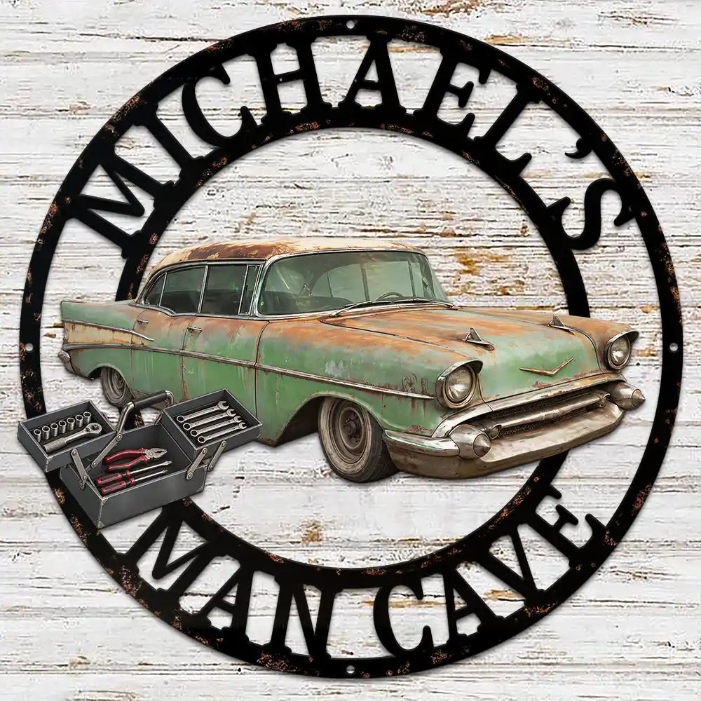 Confident,Custom Photo,Garage,Gift For Men,Gift For Yourself,Gifts For Him,Remove BG Photo,Semi-Outdoor,Top Market - Garage Decor Gift For Husband - Personalized Custom Photo Mechanic Metal Sign