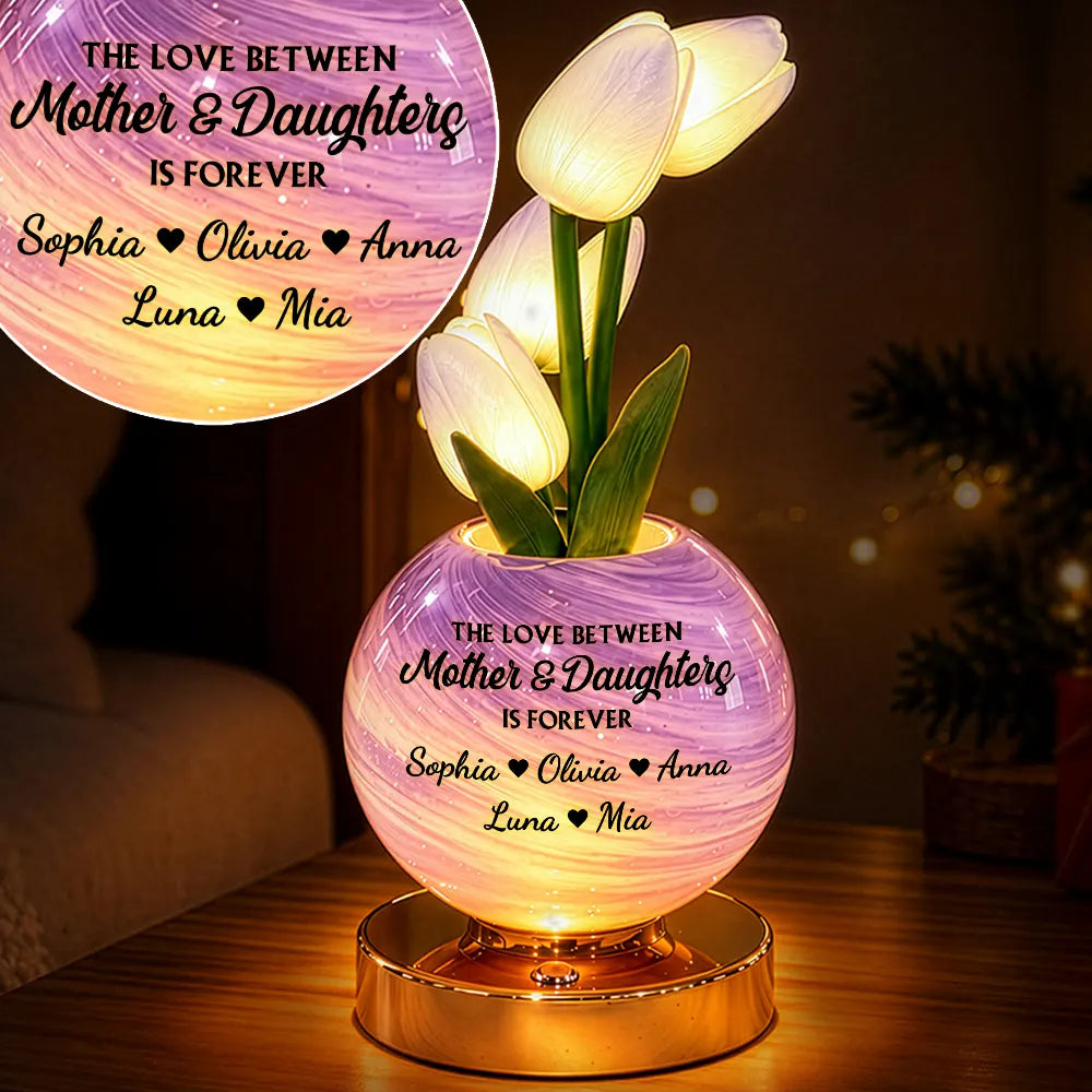 Christmas Home Bedside Cozy Decor Gift For Mom From Daughter, Mother Daughter - Personalized With Name And Message Tulip LED Night Light