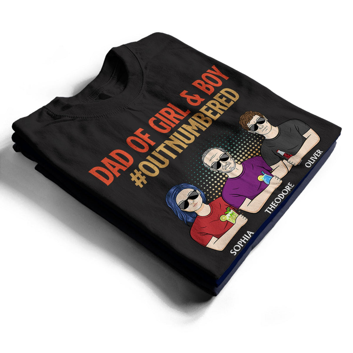 Dad Of Girls Outnumbered - Father Gift - Personalized Custom T Shirt