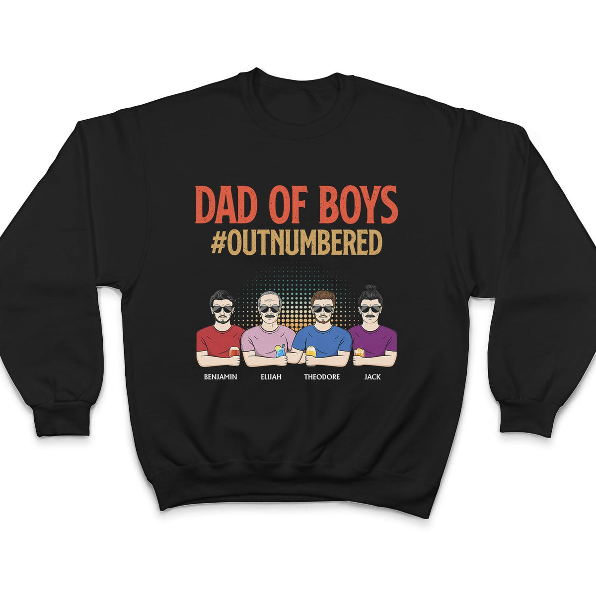 Dad Of Girls Outnumbered - Father Gift - Personalized Custom T Shirt