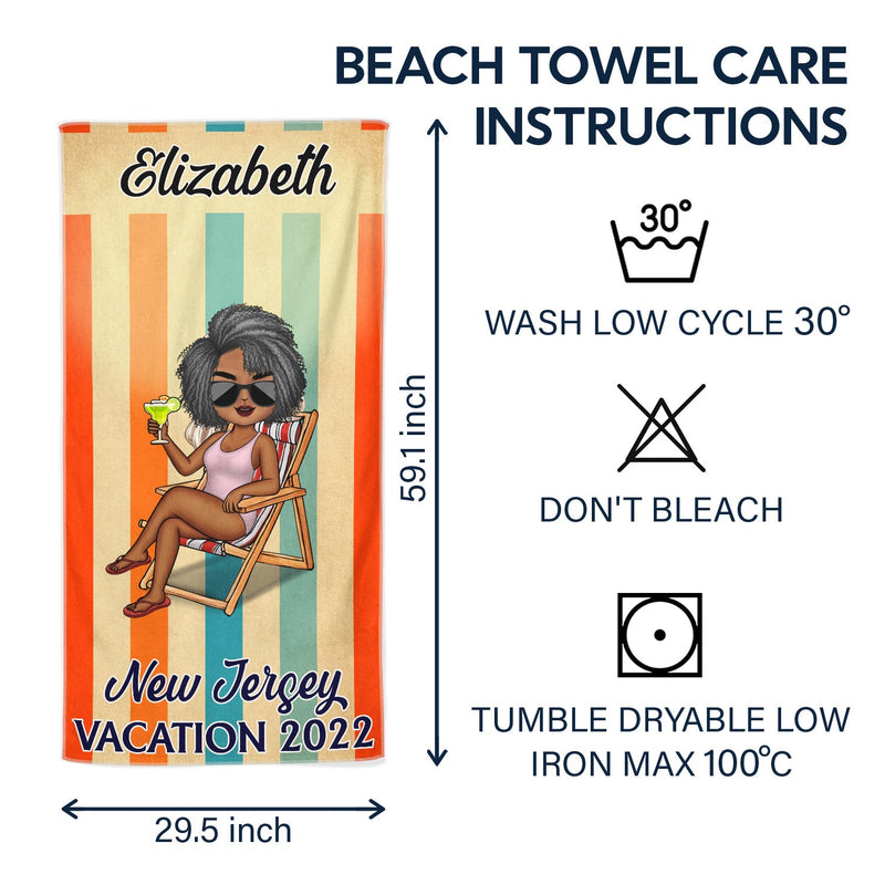 Vacation Beach Swimming Picnic Traveling - Birthday, Holiday, Funny Gift For Her, Him, Besties, Family - Personalized Custom Beach Towel
