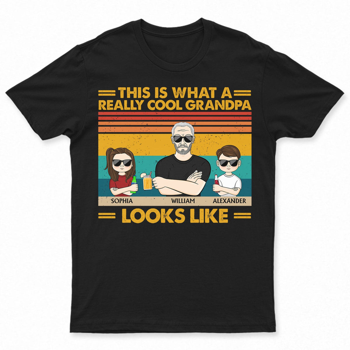 This Is What A Really Cool Grandpa Looks Like Grandparents Grandkids - Funny, Birthday, Family Gift For Grandfather, Granddad - Personalized Custom T Shirt