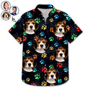 Custom Photo Funny Family Pet Face Colorful Paws - Gift For Pet Lovers, Dog Lovers, Cat Lovers - Personalized Hawaiian Shirt